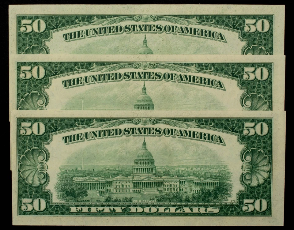 FR 2109-D $50 1950 B Federal Reserve Note - 3 Consecutive Notes UNC - SKU-CA1580 - Image 2 of 4