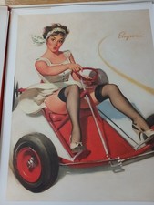 Gil Elvgren Glamorous Pin-Ups(curving around1960) 2014 reprint.size 13" Lx10" W.