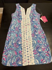 NWT Lilly Pulitzer Target Shift Dress My Fans Shell Blue 6