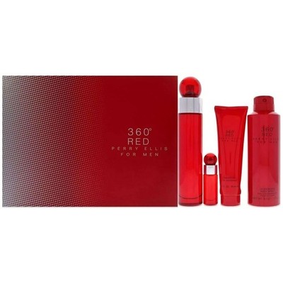 360 RED by Perry Ellis For Men 4 pcs Gift Set New In Canister