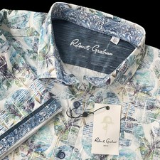 Robert Graham Monroe Colorful Tropical Print Short Sleeve Shirt Size XL 188