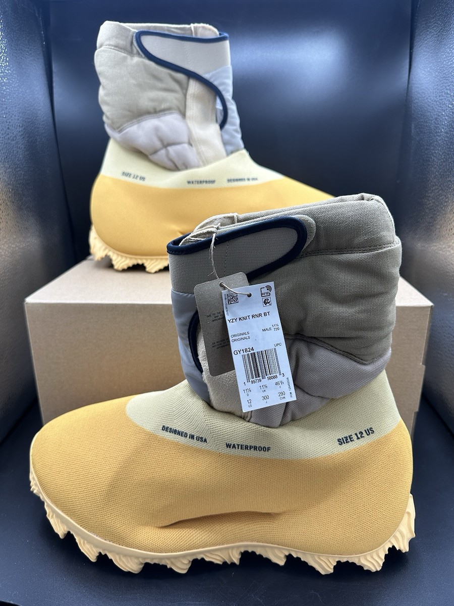 Adidas Yeezy Knit Runner Boot Sulfur Size 12 GY1824 NEW WITH BOX