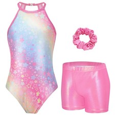 Girls Gymnastics Outfit Sparkly Sleeveless Activewear Leotard Dance Outfits w...