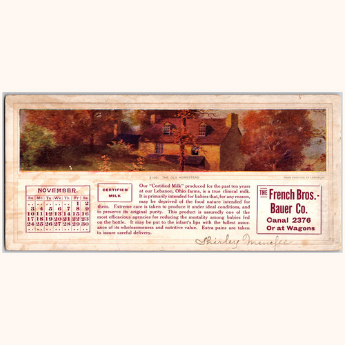 Ink Blotter The French Bros. - Bauer Co. Certified Milk Old Homestead Lamasure