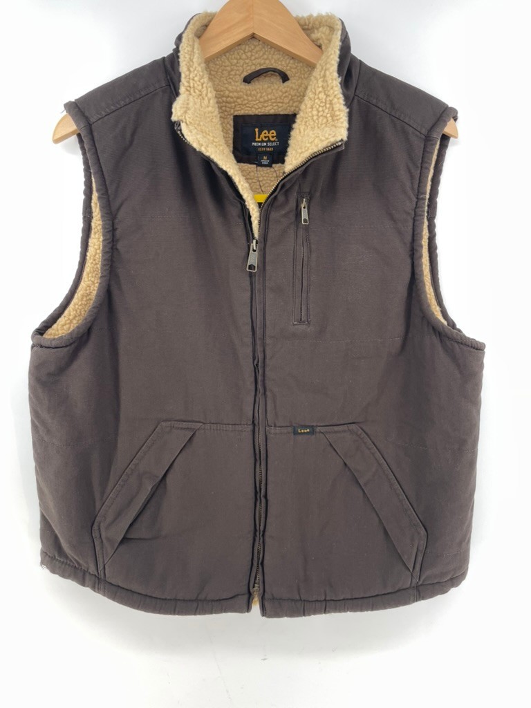 NWT Lee Premium Vest Mens M Brown Sherpa Lined Full Zip Pockets Work Outdoor