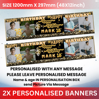 2x personalisierte Geburtstag Foto Banner 1. 18. 50. Party Dekoration jedes Event