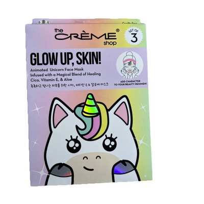 The Crème Shop Glow Up, Skin!  Unicorn Facial Mask Sheets Set Of 3