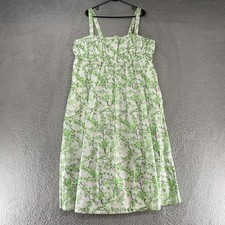 J.Crew Maxi Dress Womens 20 White Green Floral Cotton Smocked Babydoll Empire