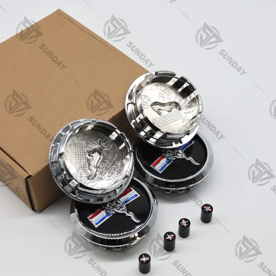 4PCS Wheel Rim Center Caps For M-ustang GT Bullitt Running Horse Emblem Foto 2 de 4