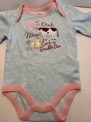 John Deere Infant Girl s 6-9 Months Bodysuit NWT Oink Moo Pastels Licensed