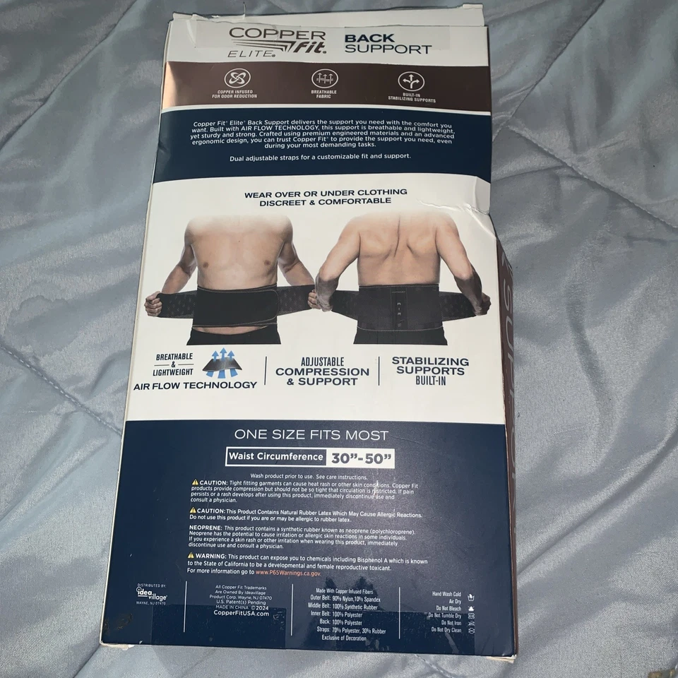 Copper Fit Elite Air Back Support Brace 可调肩带和气流 均码 — 第 2/3 张图片