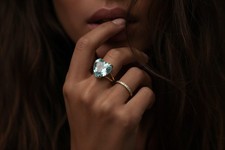 Blue Topaz Heart Ring Anemone Jewelry 14k Gold Double Band Statement