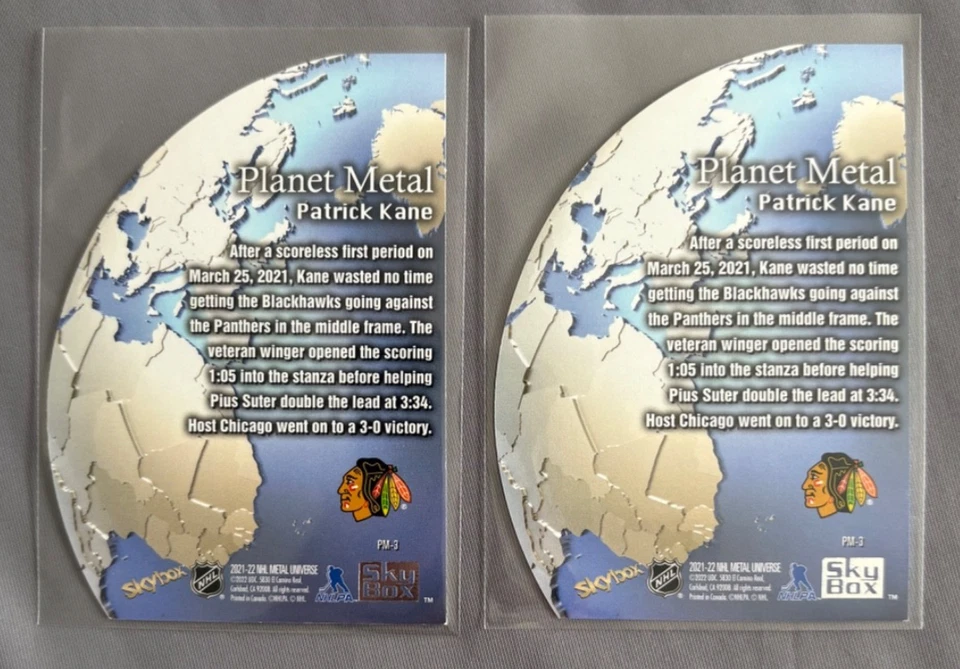 2021-22 Skybox Metal Universe PATRICK KANE Planet Metal Gold Lot (2 Cards) #PM-3 - Image 2 of 2