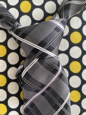 Bloomingdale's The Men's Store Black  Purple Diagonal Stripe Handmade Silk Tie