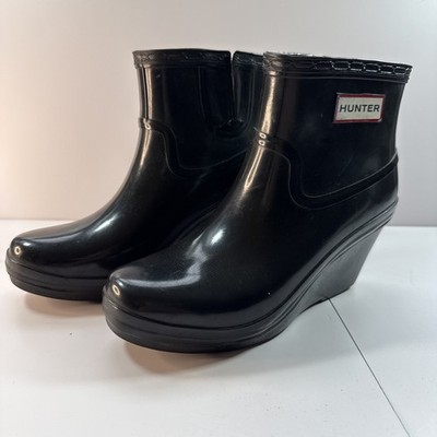 Hunter Aston Wedge Rain boots Women s Black Size 7