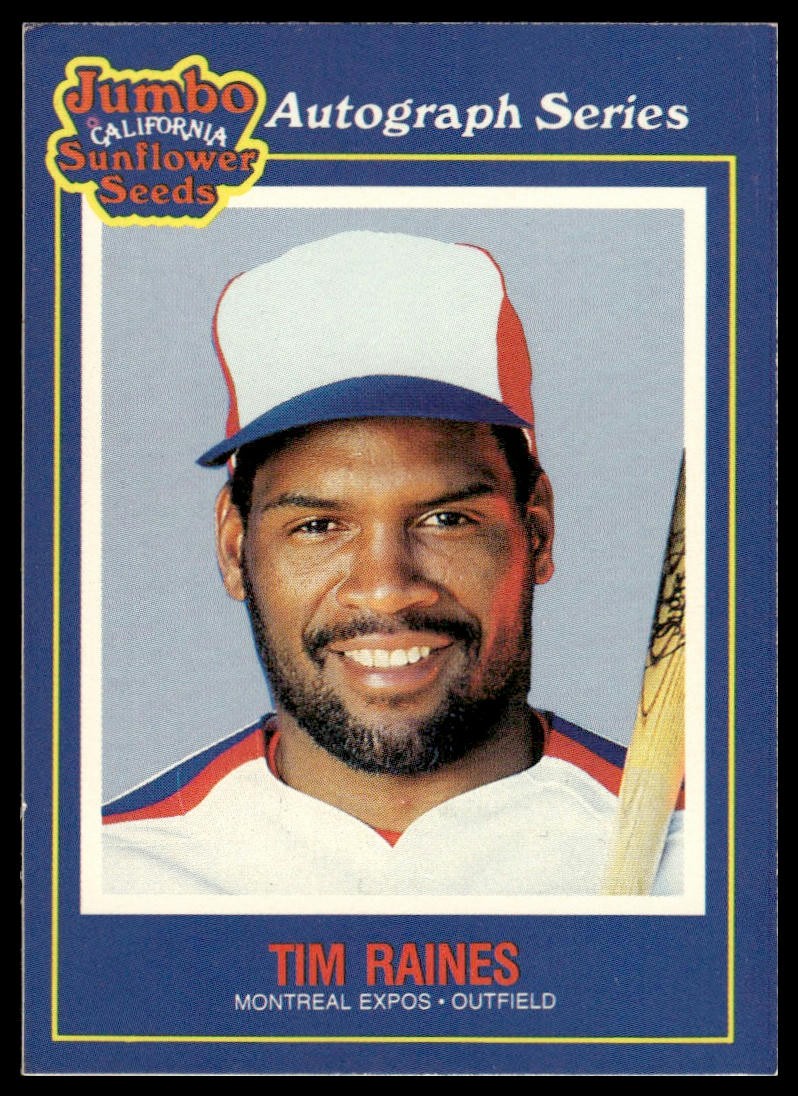 Tim Raines 1990 Jumbo California Sunflower Seeds #14 Montreal Expos VG