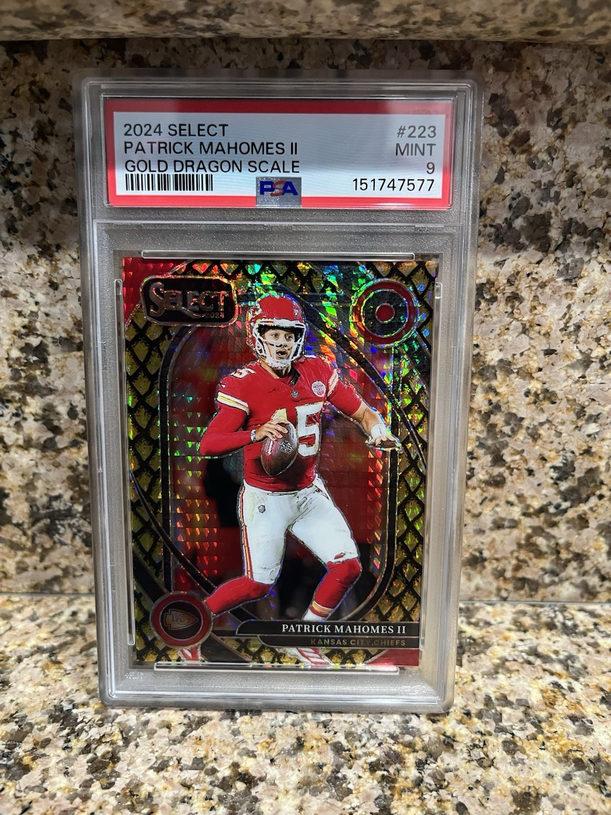 2024 Select Patrick Mahomes II Club Level Gold Dragon Scale /10 PSA 9 KC Chiefs view 1