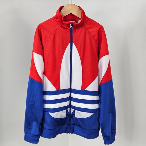 Adidas Big Kid Large Trefoil Red White Blue Zip-Up Track Jacket | Medium