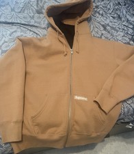 Supreme Brown Full Zip Fleece Hoodie Logo Pat...