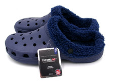 Fleece Lined Clog Slippers Warm Winter House Shoes Navy Unisex New