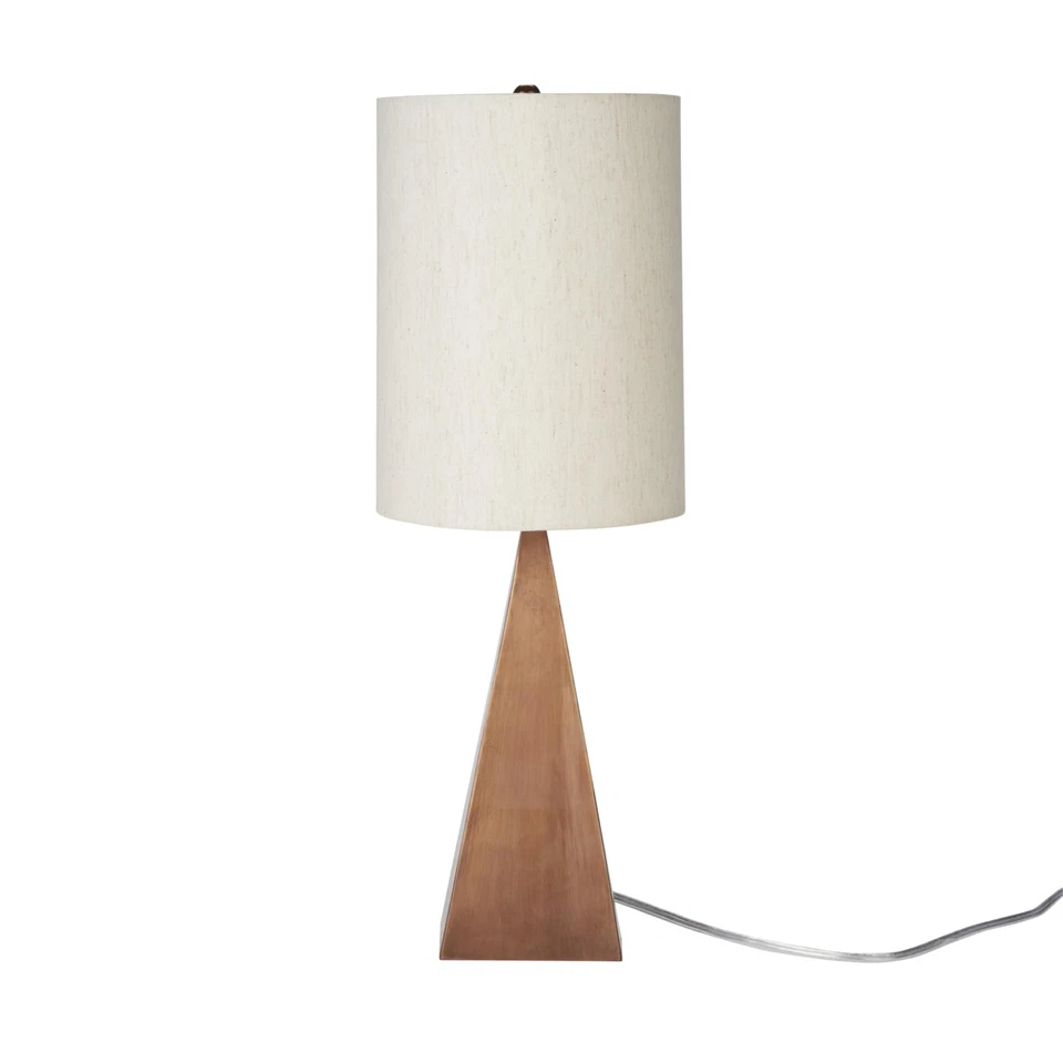 Lámpara de mesa triángulo madera acabado cobre 21" para dormitorio, salón, comedor,... Foto 2 de 4