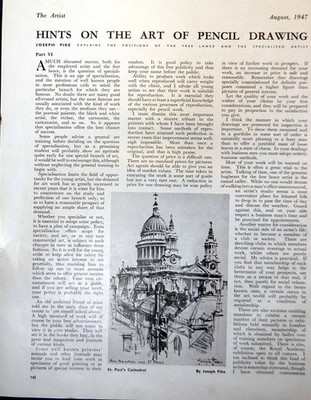 Original alter Vintage Druck Joseph Pike St. Paul'S Cathedral London 1947 20.