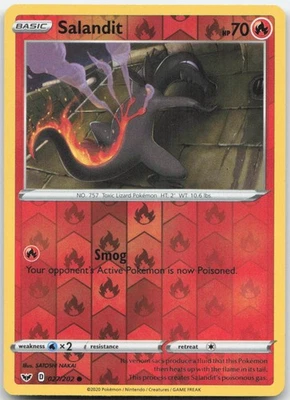Salandit Reverse Holo Common SWSH01: Sword & Shield Base Set 027/202 NM - Image 1 of 2