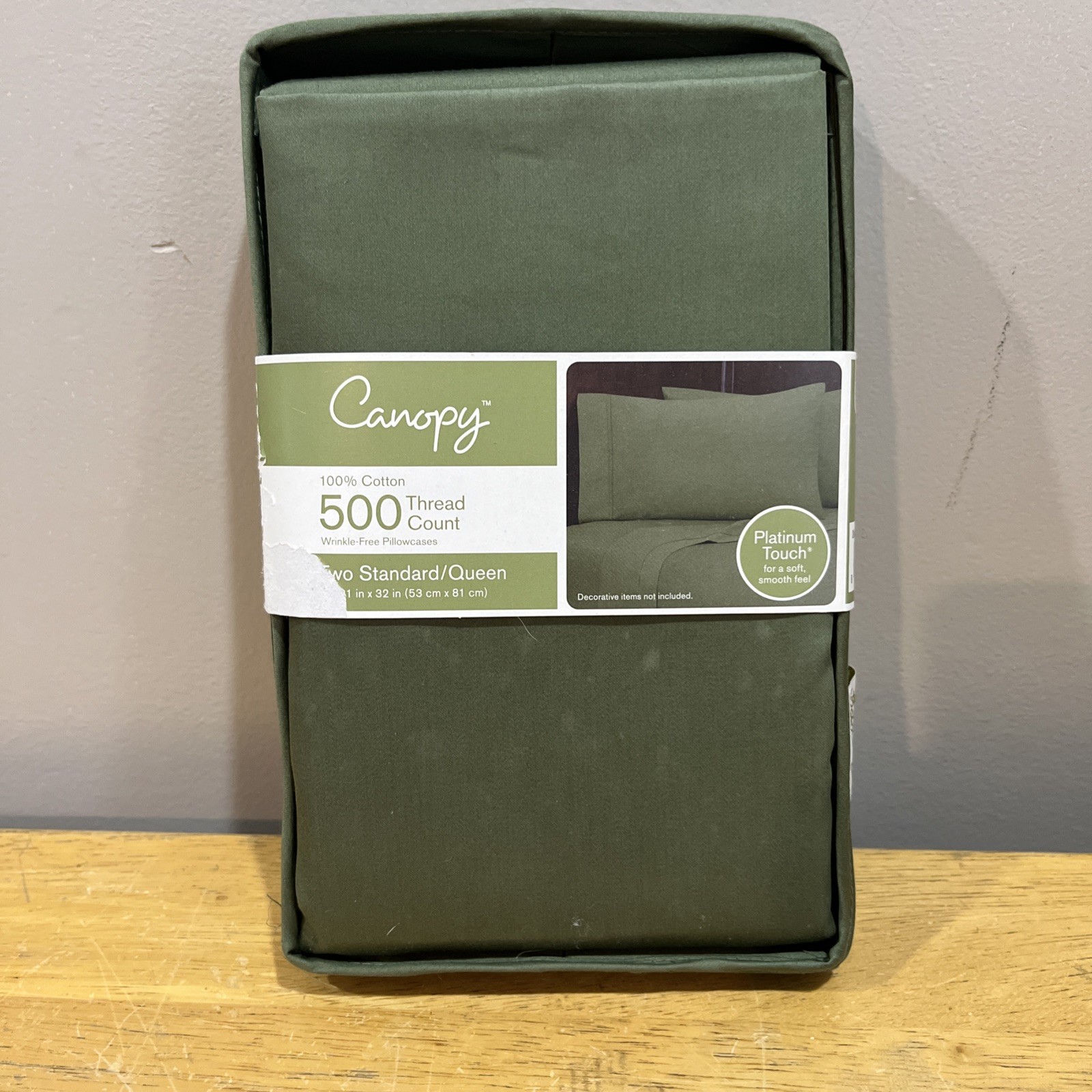 500 Tc Green 2 Standard/queen Platinum Touch Pillowcases