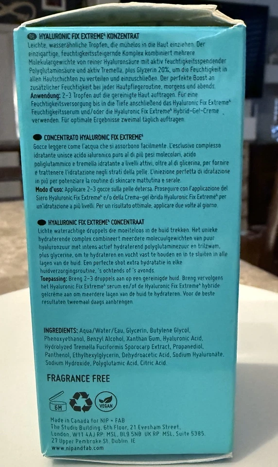 Gotas hidratadas NIP FAB 30 ml Hyaluronic Fix Extreme 4 concentradas nuevas en caja tamaño completo Foto 3 de 3