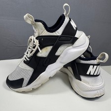 Nike Air Huarache Run Ultra Kids 4Y White Black 847569-101 Breathable Mesh
