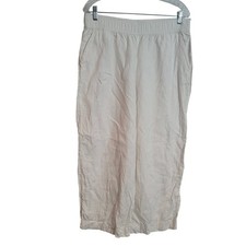 TAHARI Women Linen Pull On Cropped Wide Leg Pants White Size XL Beach Minimalist