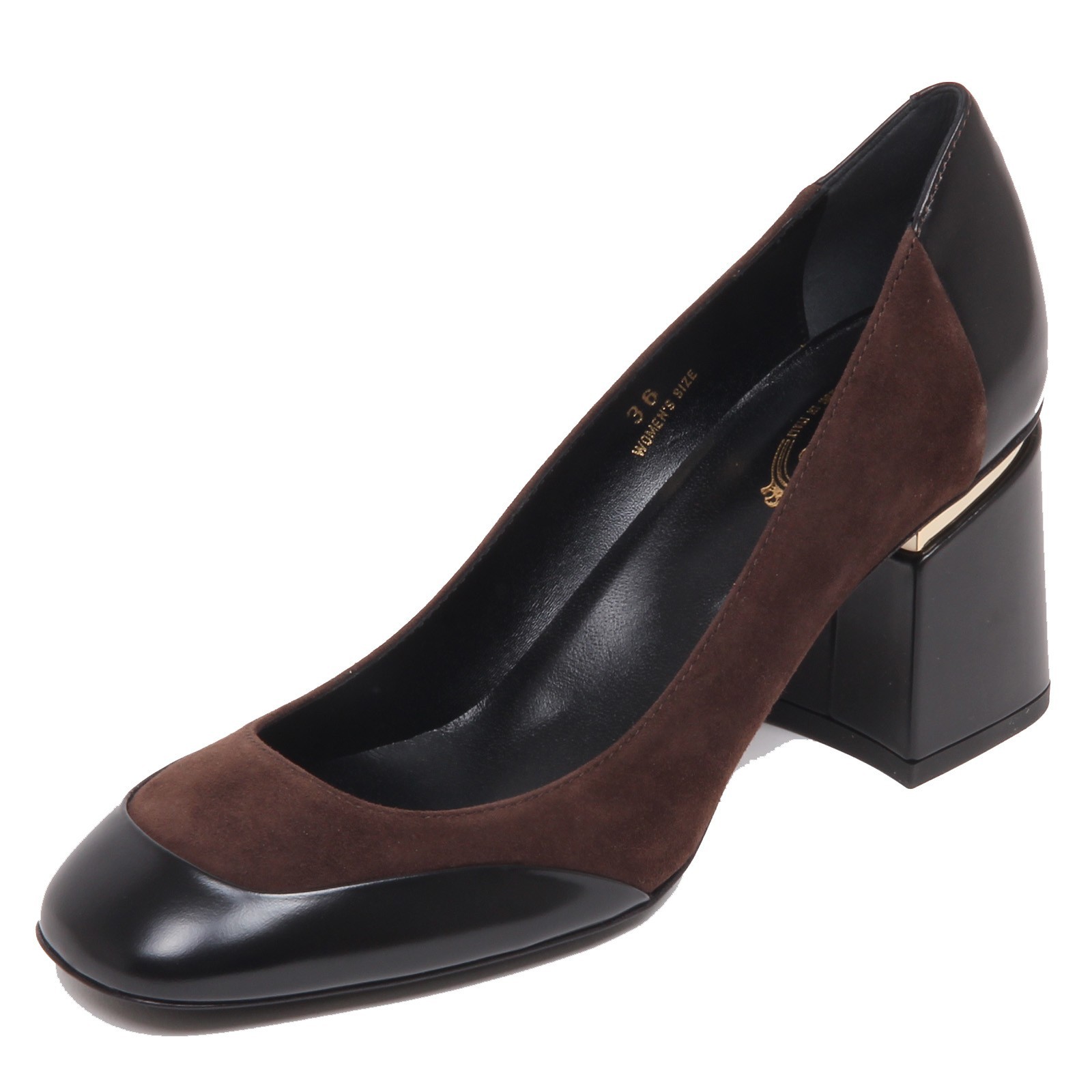 F7150 женская замшевая/кожаная обувь с декольте donna black/brown от TOD S scarpe