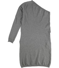 n:philanthropy Womens Heathered Sweater One Shoulder Asymmetrical Dress, gray, M