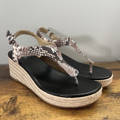 Michael Kors Laney Snake Leather Espadrille Thong Wedge Women's size 8.5