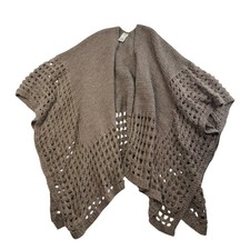 Soft Surroundings OS Sweater Cardigan Knit Shawl Wrap Poncho Boho Brown Cozy