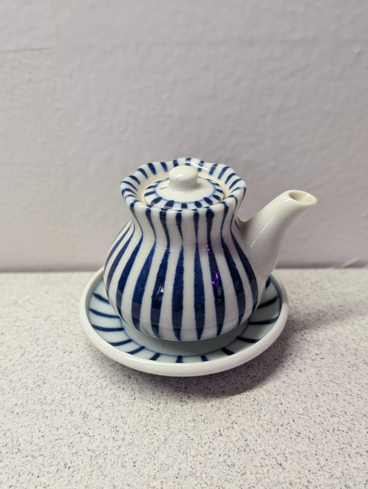 Miniature Vintage Japan Kasuga Ware Tea Pot Pitcher with Lid and Saucer