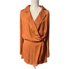 NWT Free People Simone Long Sleeve Above Knee Wrap Dress Cinnaber Womens S