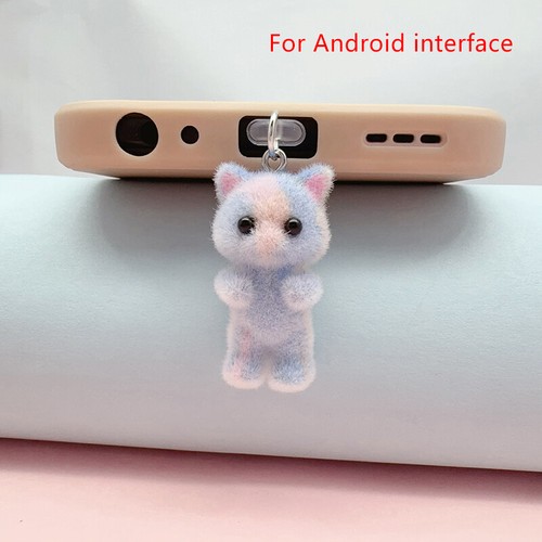 Multi Colored Flocking Little Cat Phone Dust Plug IPhone Type-C Charging Port - Zdjęcie 27 z 30