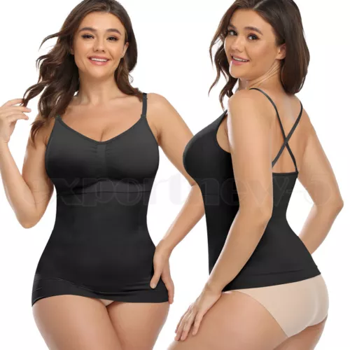 Women V-Neck Compression Cami Vest Tummy Control Body Shaper Camisole Plus Size - Picture 14 of 20
