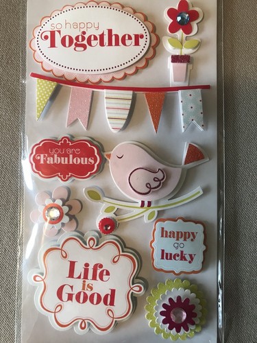 One Sheet of “Happy-Go-Lucky” 3D Stickers, Includes 9 Stickers, New In Package! - Picture 3 of 3
