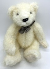 Vintage Russ Berrie Co. Abercrombie Bear Cream with Bow Plush Stuffed Animal