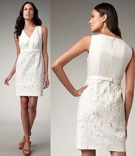 Elie Tahari Sawyer White Eyelet Lace Stretch Cotton Poplin Dress 10