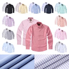 Herrenhemd Oxford Button Down 1 Einfarbig + 1 Gestreiftes Combo-Set,kausal