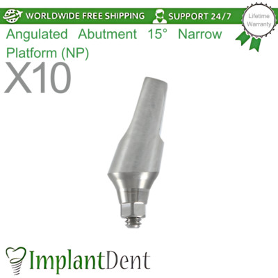 10x Angulated Dental Prosthetics 15° Narrow Platform (NP) Conical Hex 2.25mm