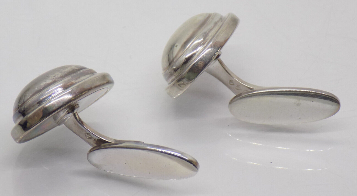 Georg Jensen Denmark Sterling Silver Oval Puffy Domed Cufflinks