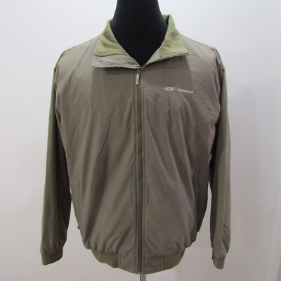 Reebok Bomberjacke Herren XL grün Fleece gefüttert Seitentaschen Full Zip Outdoor