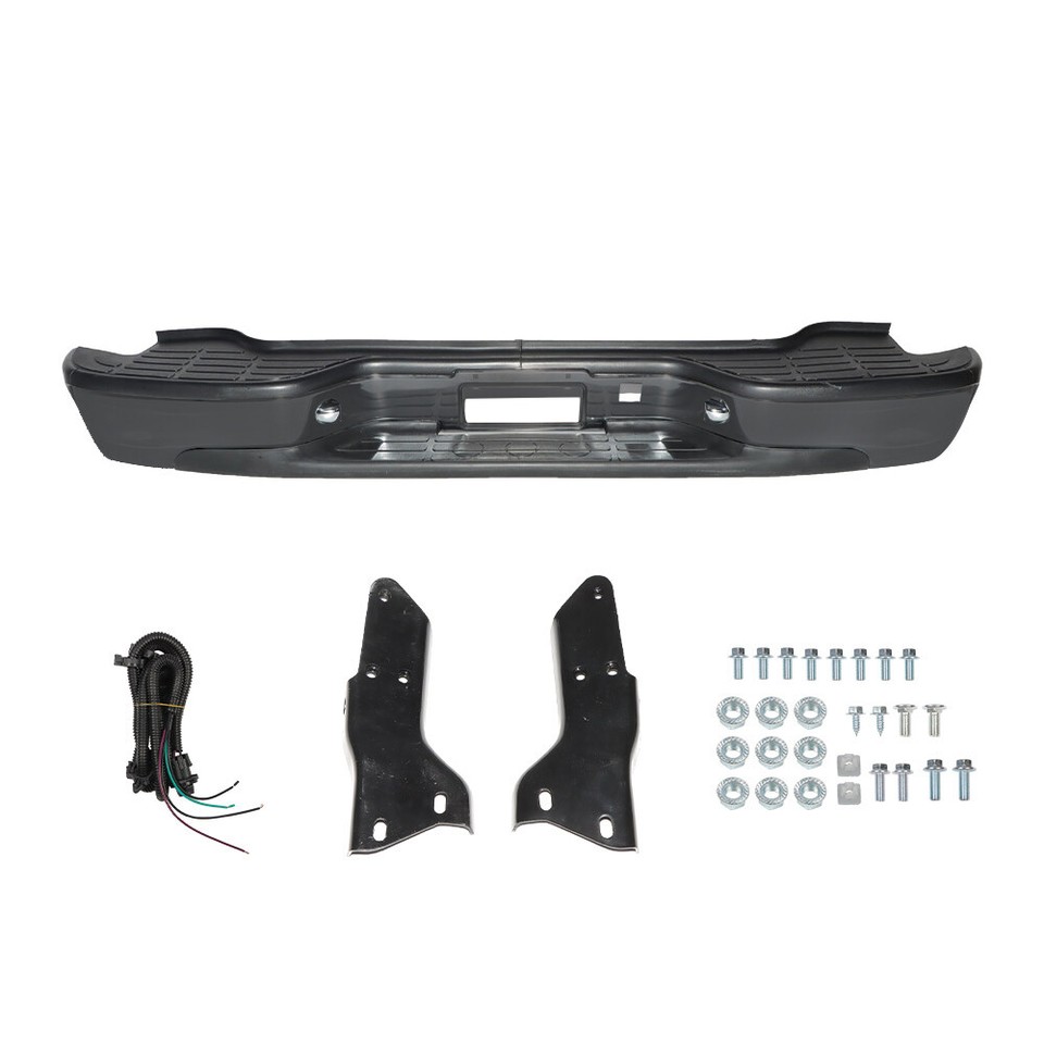 Munirater Black Steel Rear Step Bumper For 2000-2006 Chevy Tahoe Suburban GMC Yukon