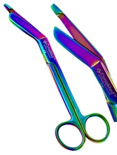 NEW GERMAN 1 Lister Bandage Nurse Scissors - 7.25" Multi Titanium Color Rainbow