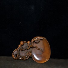 Old Collectible Chinese Boxwood Carved gourd Writing-Brush Washer Statue