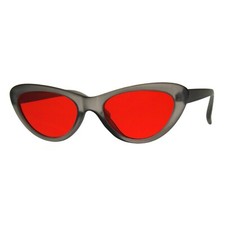 Womens Pop Color Lens Goth Narrow Cat Eye Plastic Sunglasses